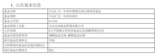 >兴证全球基金陈红离任3只混基