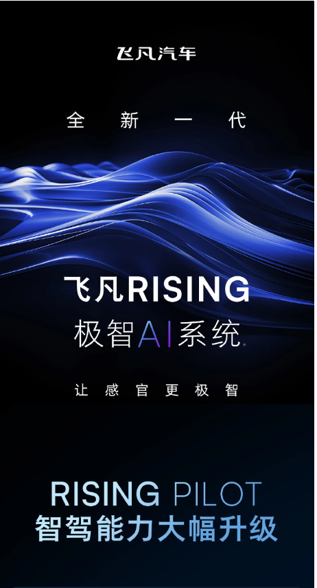 >飞凡汽车宣布全系车型迎来“全新一代飞凡 RISING 极智 AI 系统”OTA升级