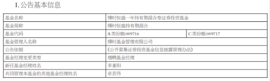 >博时恒盛持有期混合增聘基金经理李重阳