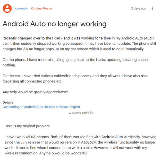 谷歌Pixel手机连接Android Auto车机软件频遭断联困扰