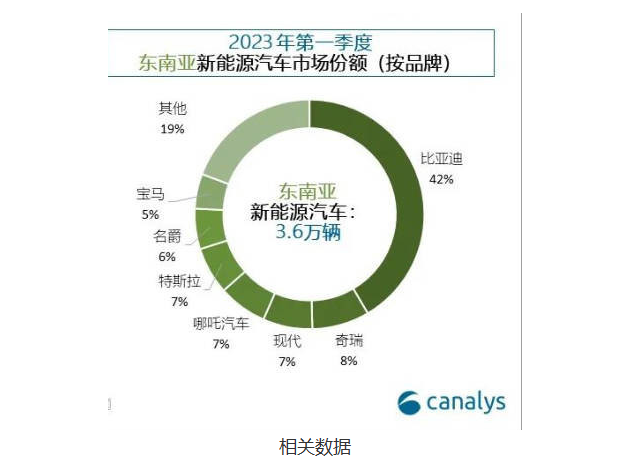 中国比亚迪独占鳌头 东南亚新能源汽车市场份额42%