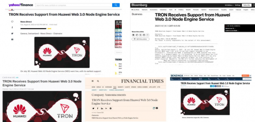 >海外知名媒体聚焦：华为云Web3.0节点引擎服务国际站首批支持波场TRON