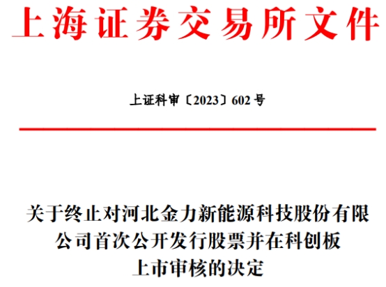 >金力股份终止上交所科创板IPO 保荐机构为海通证券