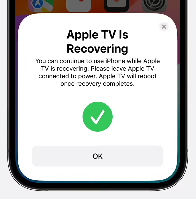 从iOS 17开始，用户可以使用苹果iPhone恢复Apple TV