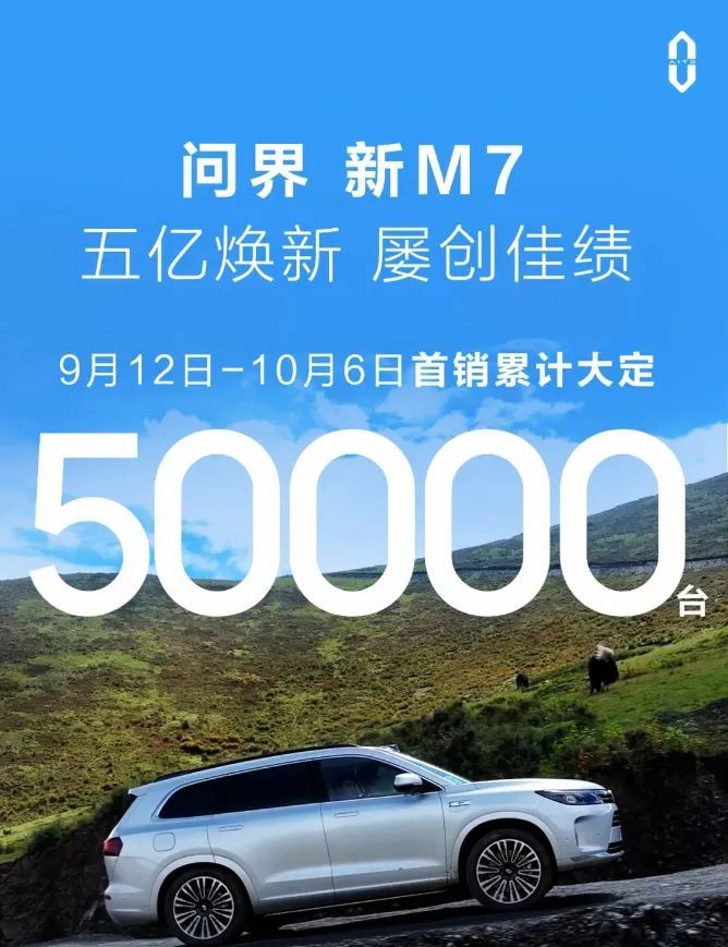 华为余承东宣布：问界新M7大定超5万辆！店员直呼忙不过来