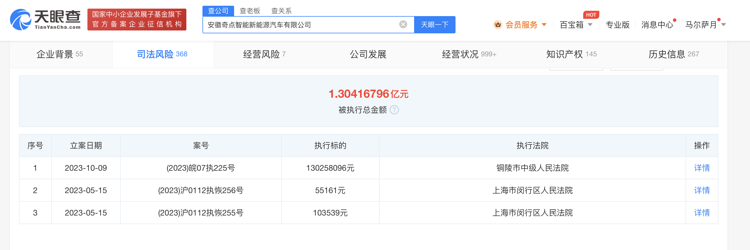 奇点汽车旗下这家关联公司被强制执行1.3亿