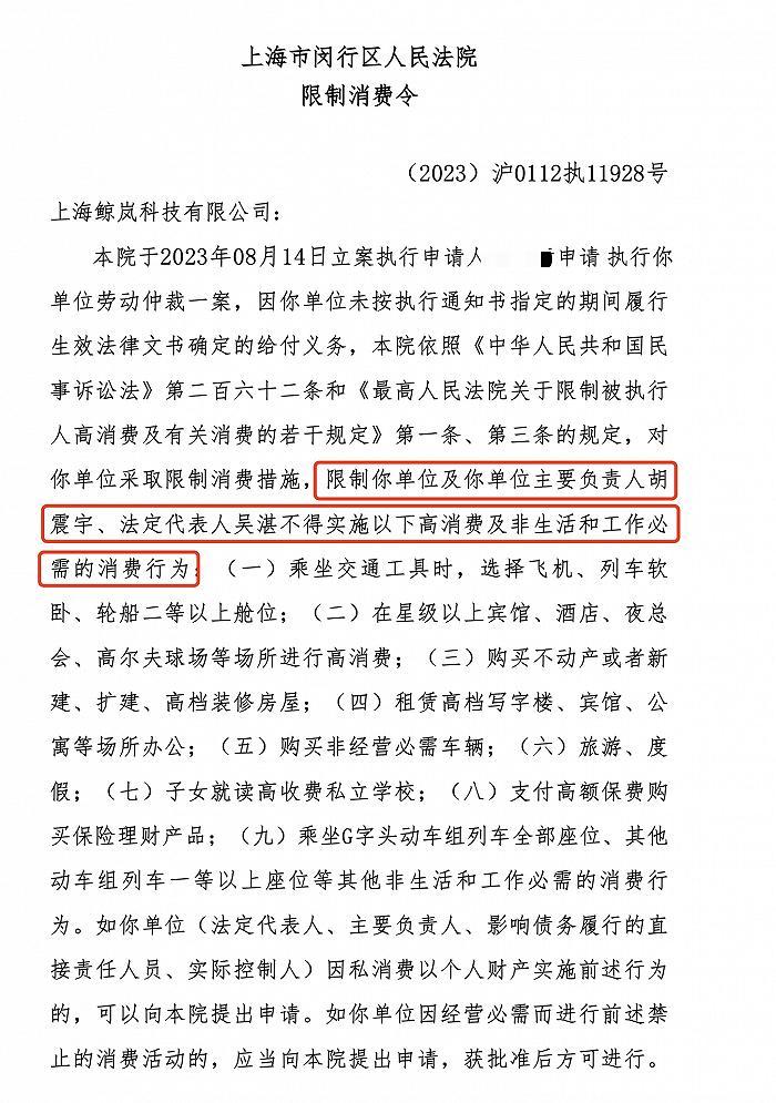 坚果投影创始人胡震宇被限制高消费，此前被罢免董事长职务