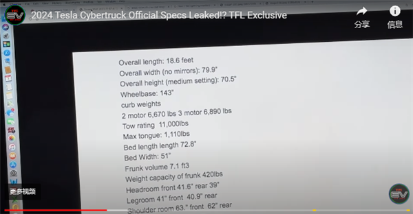 >车长超过5.6米！特斯拉Cybertruck皮卡详细参数曝光