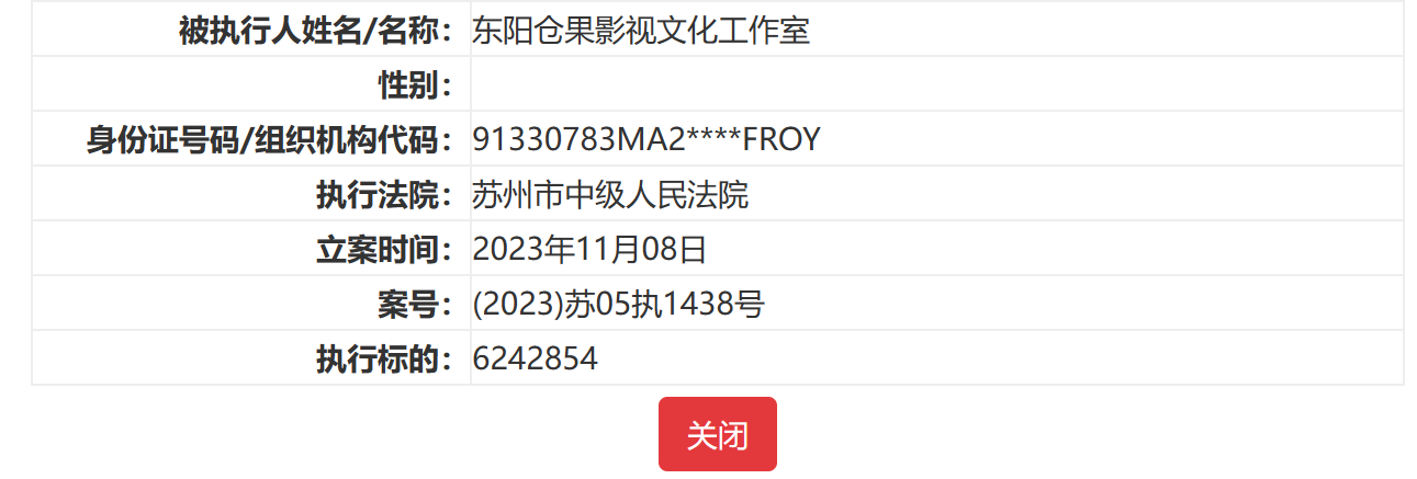 啥情况？许晴独资工作室被执行624万元