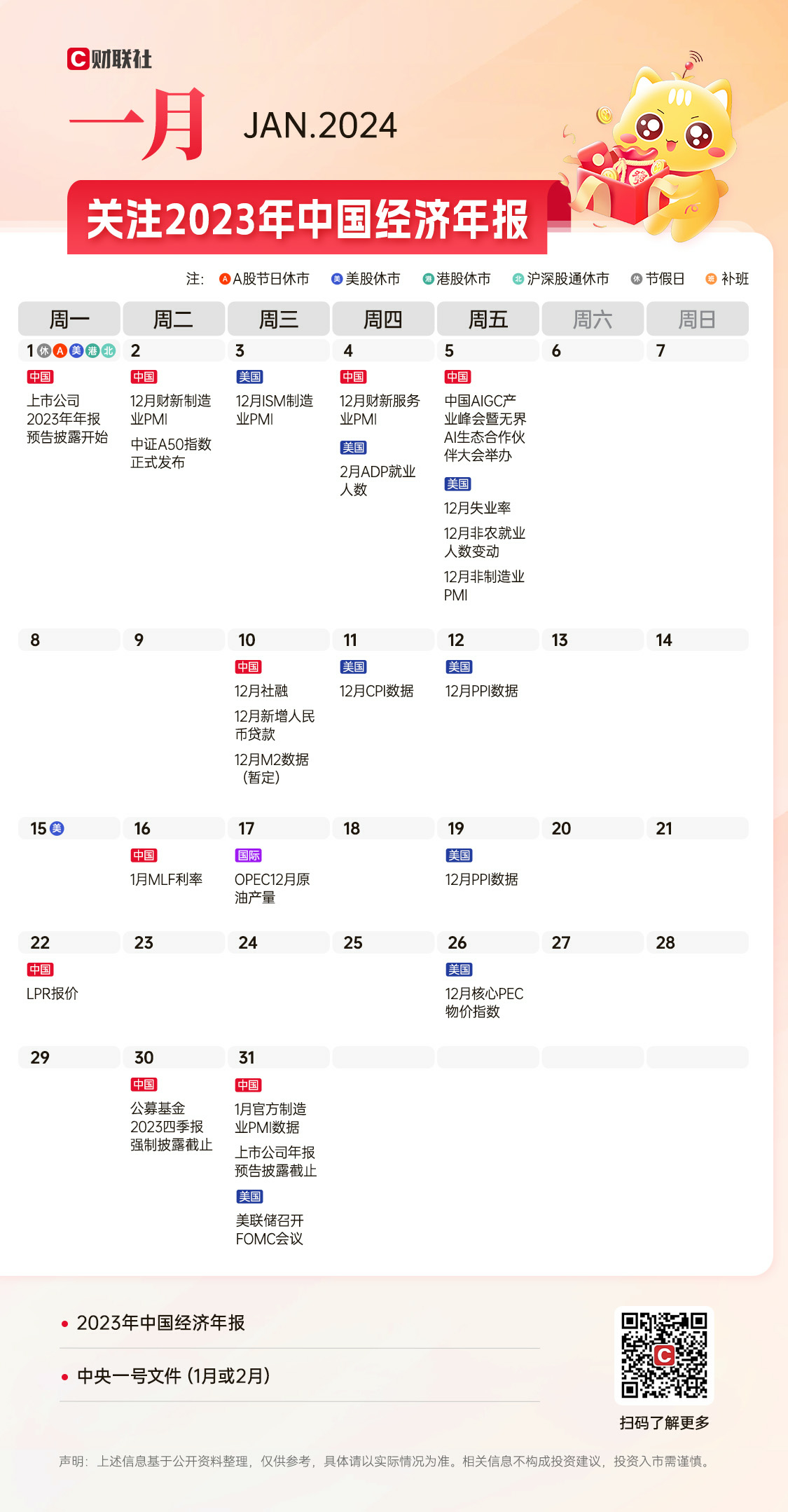 >2024年投资日历来了！这些重磅信息值得关注