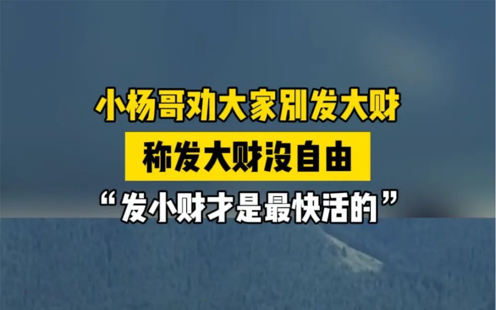 小杨哥劝大家别发大财，我劝小杨哥快退网